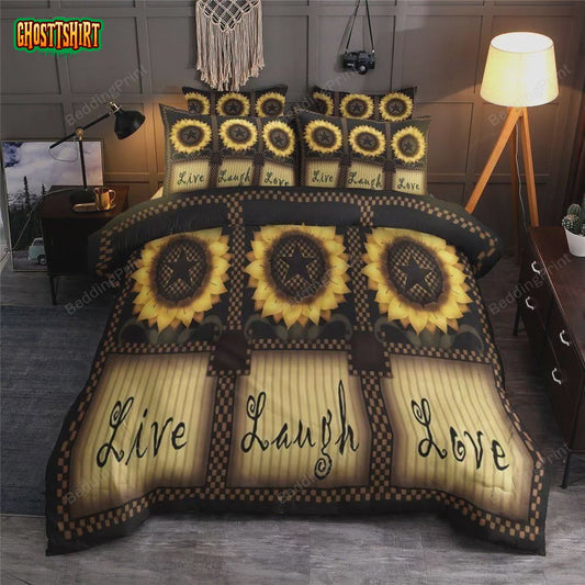Sunflower Live Laugh Love Bed Sheets Duvet Cover Bedding Set