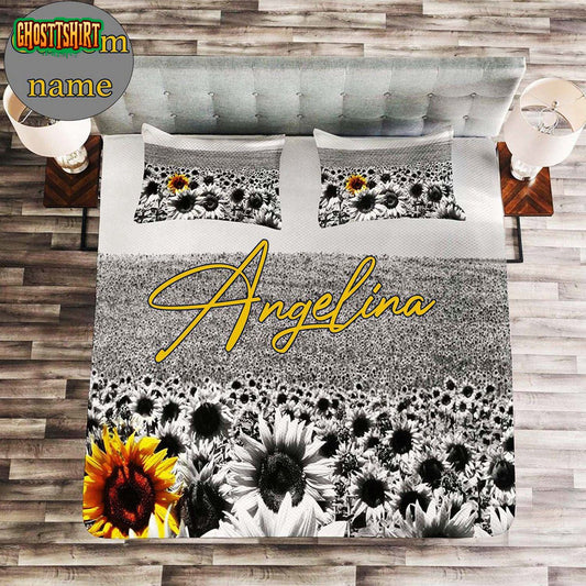 Sunflower Personalized Custom Name Bedding Set