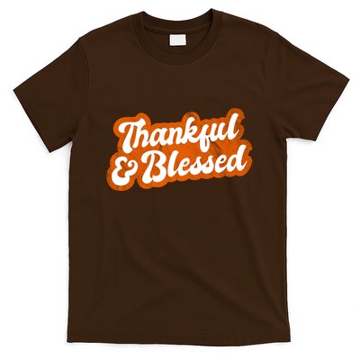 Thankful And Blessed Retro Distressed Logo T-Shirt