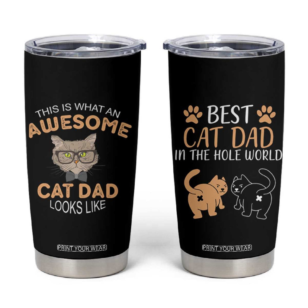 Awesome Cats Dad Tumbler Cup Funny Best Cat Dad In The Hole World TB02
