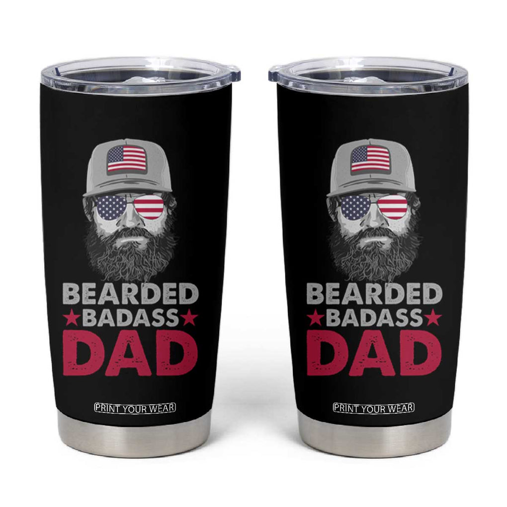 Bearded Dad Tumbler Cup Cool Patriotic American Papa US Flag Vintage TB02