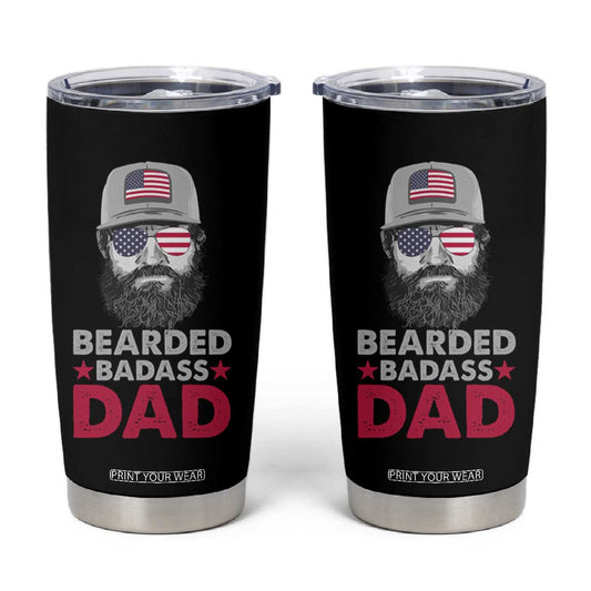 Bearded Dad Tumbler Cup Cool Patriotic American Papa US Flag Vintage TB02
