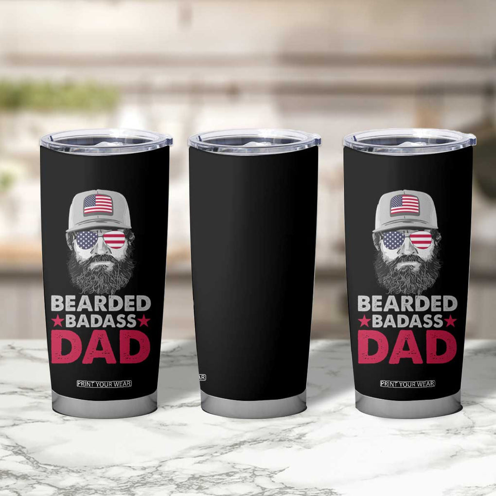 Bearded Dad Tumbler Cup Cool Patriotic American Papa US Flag Vintage TB02