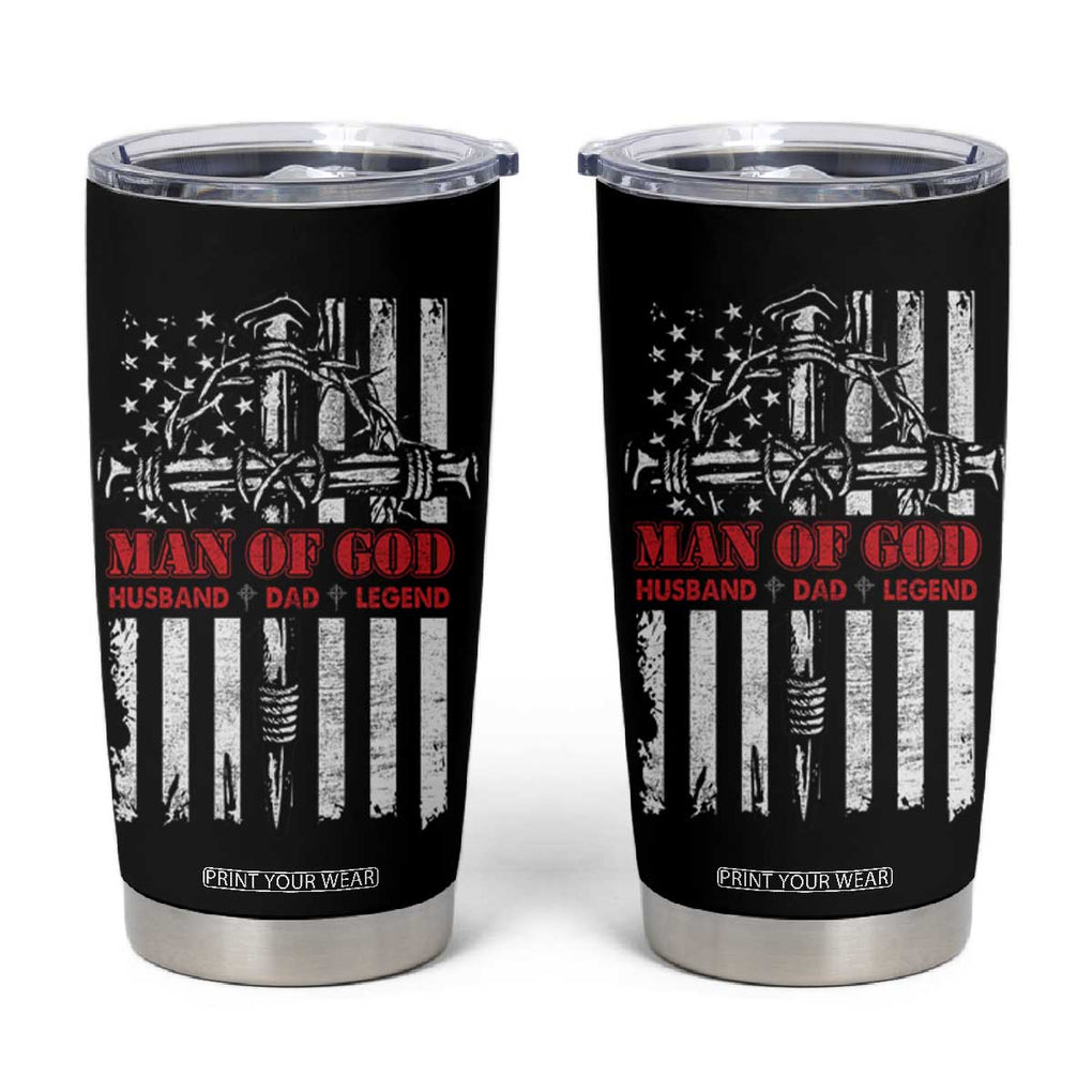 Blessed Dad Tumbler Cup Man Of God Husband Dad Legend American Flag Christian Cross TB02