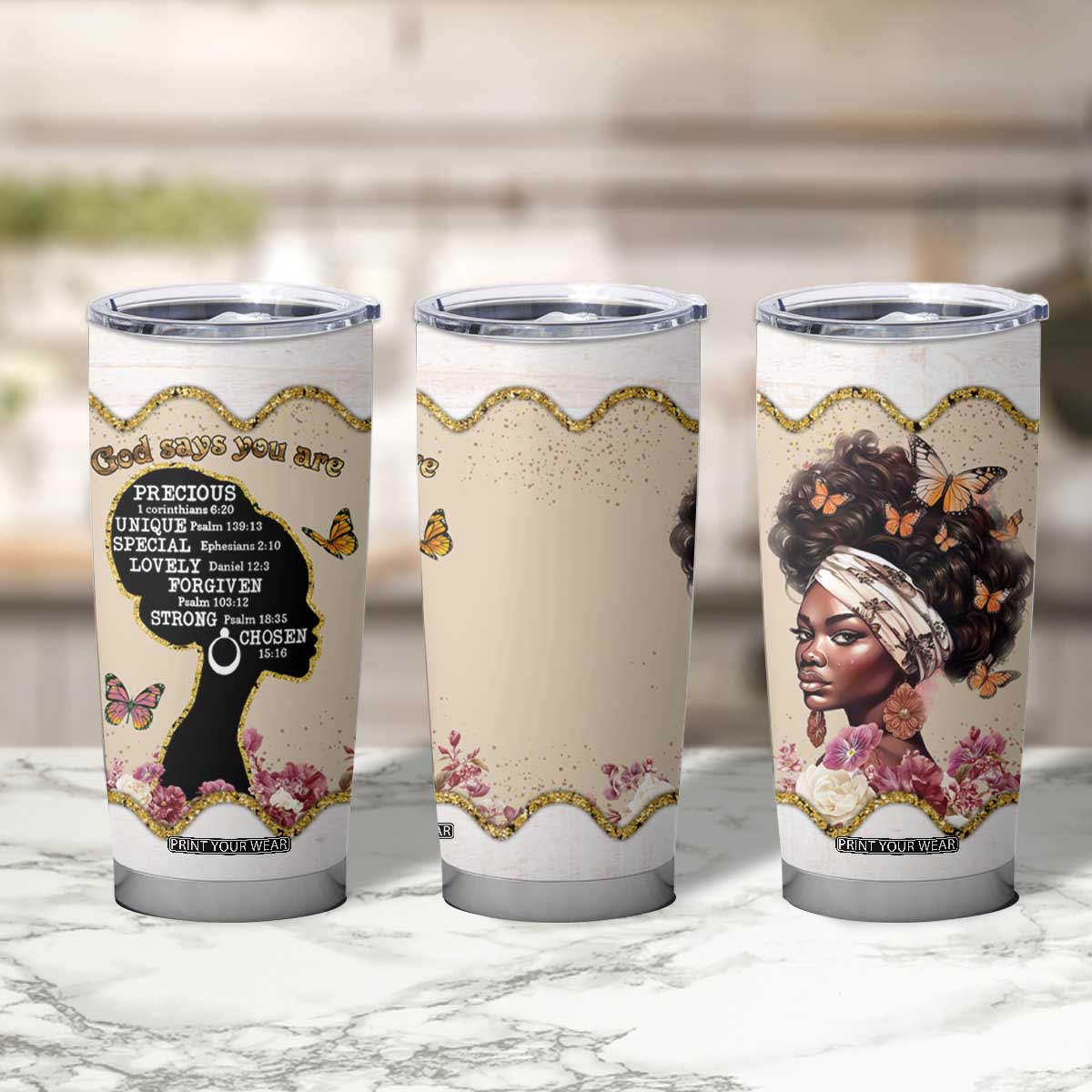 Black Girl Affirmations Tumbler Cup God Says You Are Bible Verse Christian African American TB02