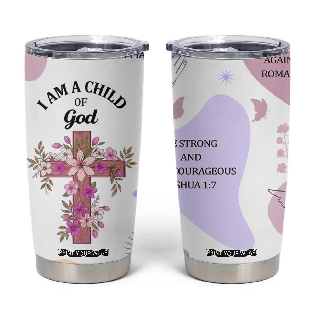 Aesthetic Floral Christian Tumbler Cup I Am A Child Of God Religious Faith Inspirational Bible Verse TB02