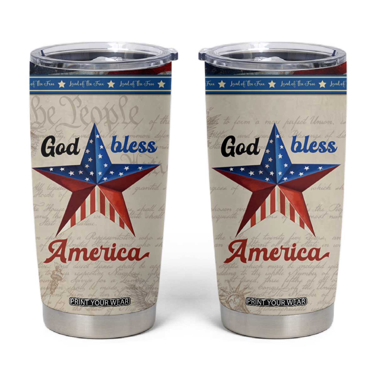American Patriot Christian Tumbler Cup God Bless America TB09