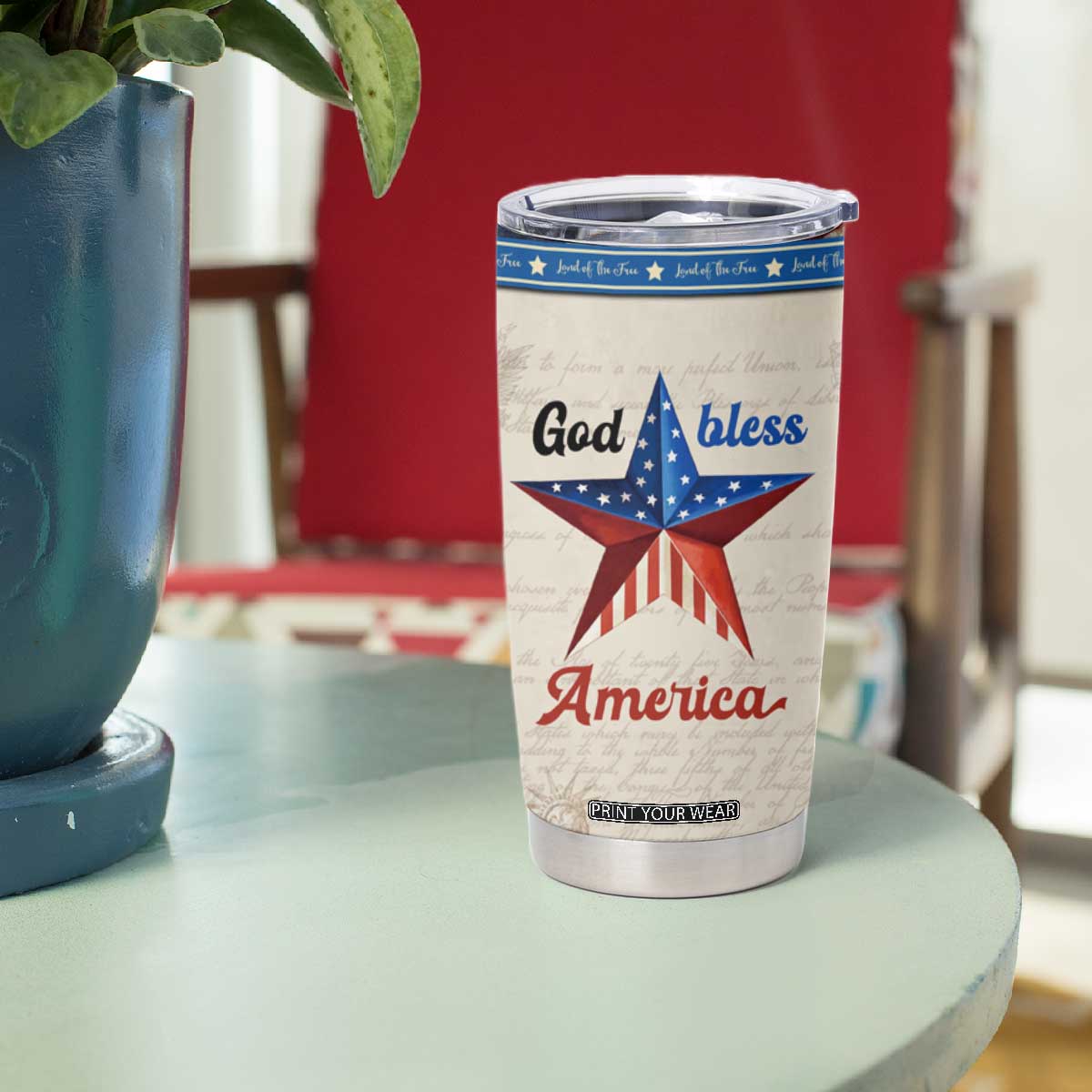 American Patriot Christian Tumbler Cup God Bless America TB09