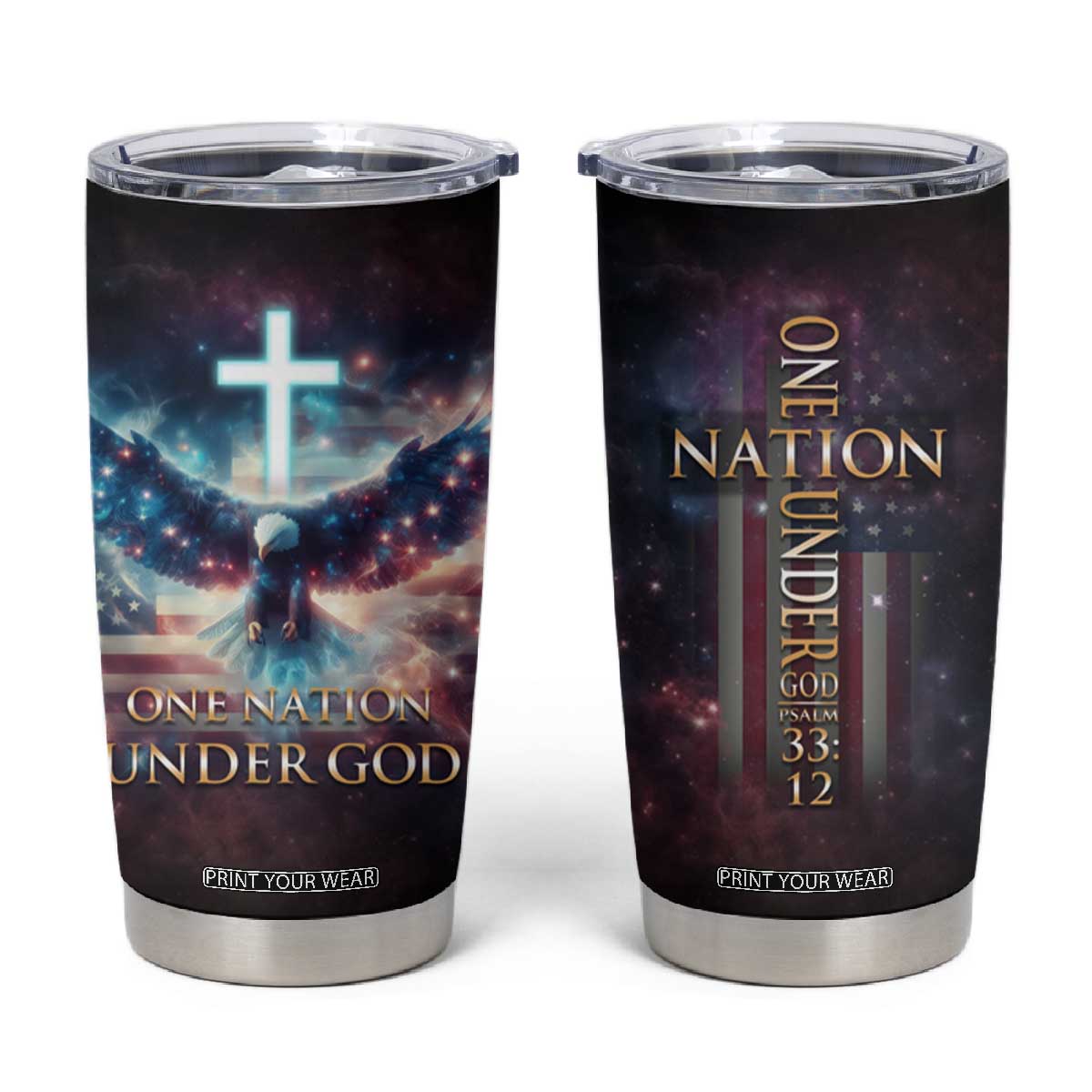 American Patriot Christian Tumbler Cup One Nation Under God TB09