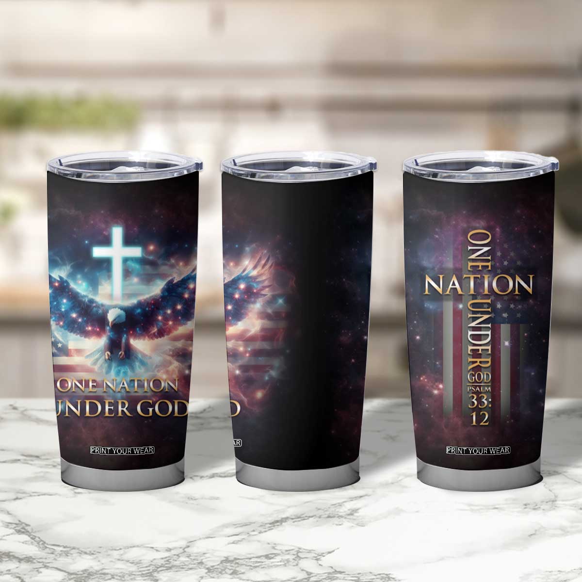 American Patriot Christian Tumbler Cup One Nation Under God TB09