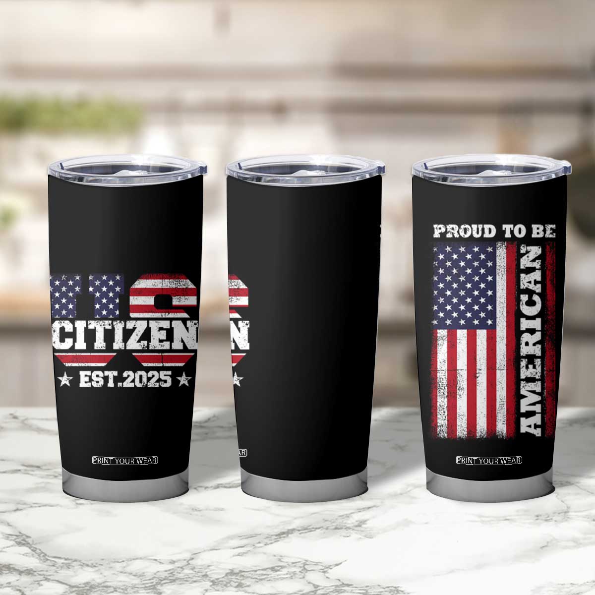 American Patriot Tumbler Cup US Citizen Est 2025 Proud To Be American TB09