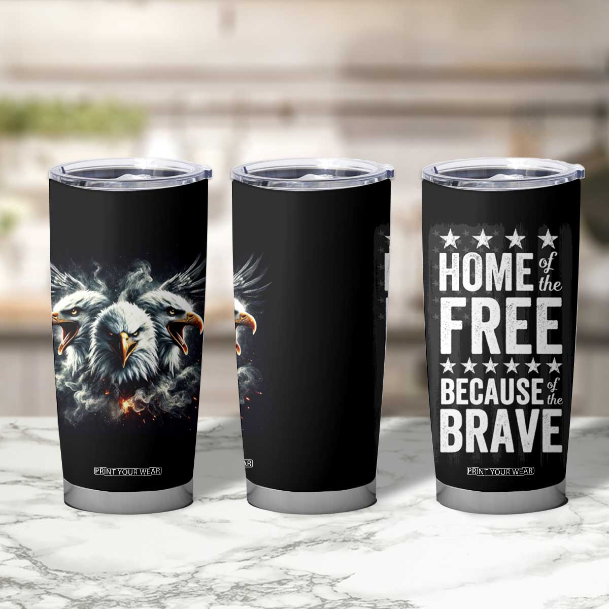 American Patriot Tumbler Cup Home Of The Free Because Of The Brave TB09