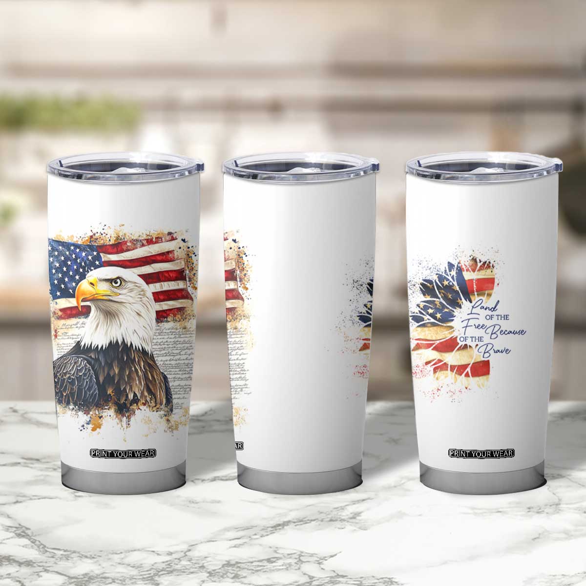 American Patriot Tumbler Cup Land Of The Free Because Of The Brave TB09