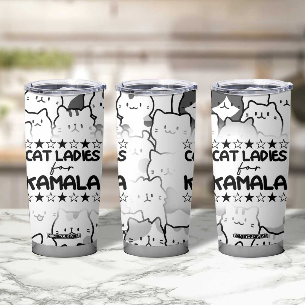 Cat Ladies For Kamala 2024 Tumbler Cup Cute Cats Harris Madam President TB09