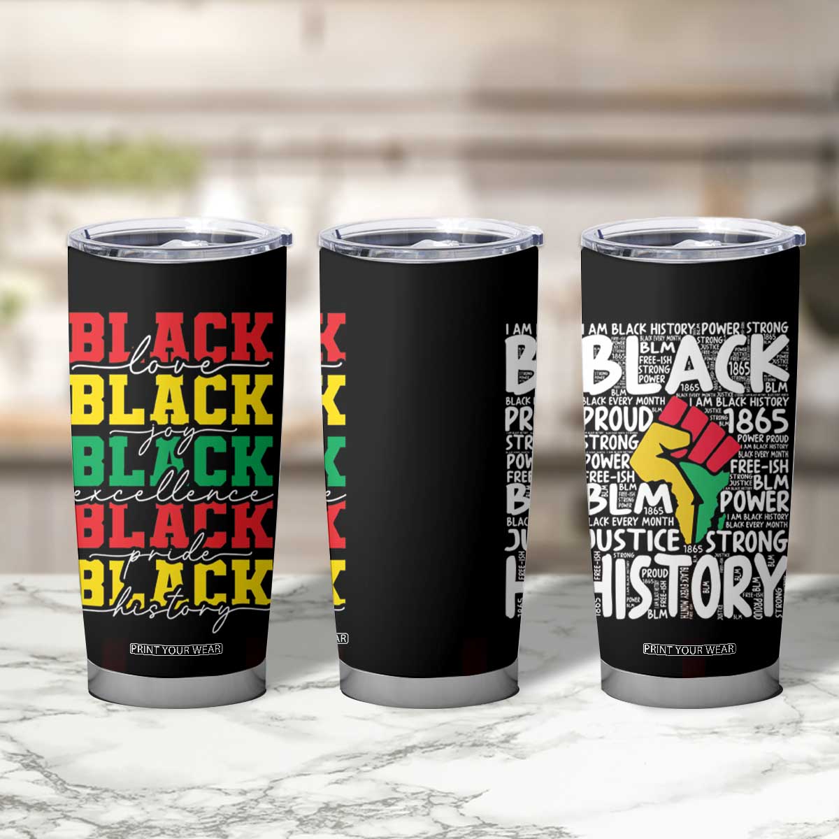 Black Pride Tumbler Cup Black Love Joy Excellence Pride BLM Black History TB09