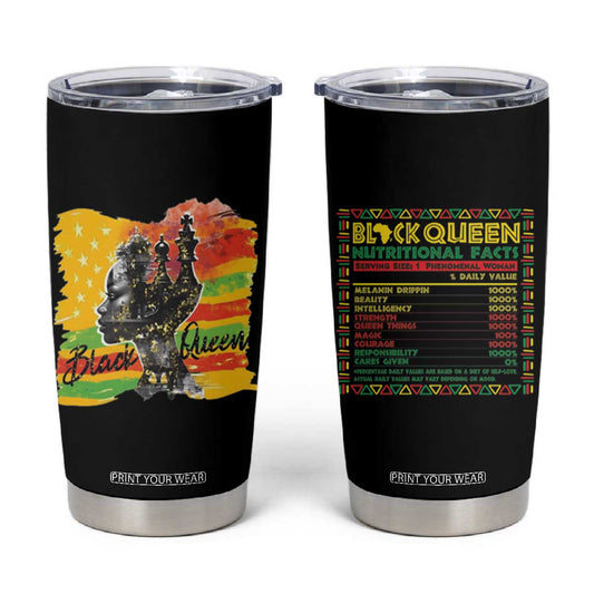 Black Women Tumbler Cup Black Queen Nutrition Facts Gift for Her TB09
