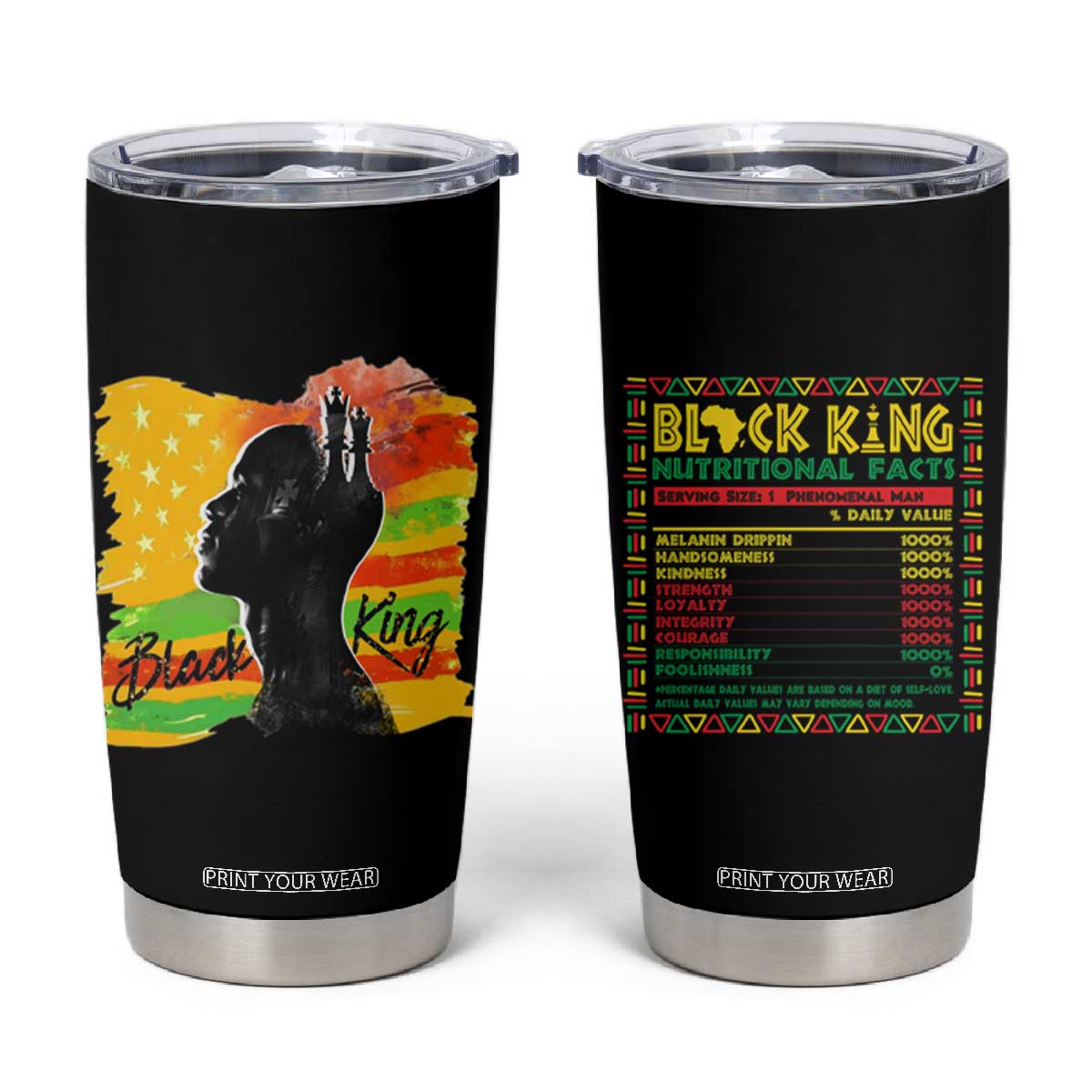 Black King Tumbler Cup African American Man Pride Gift for Him TB09