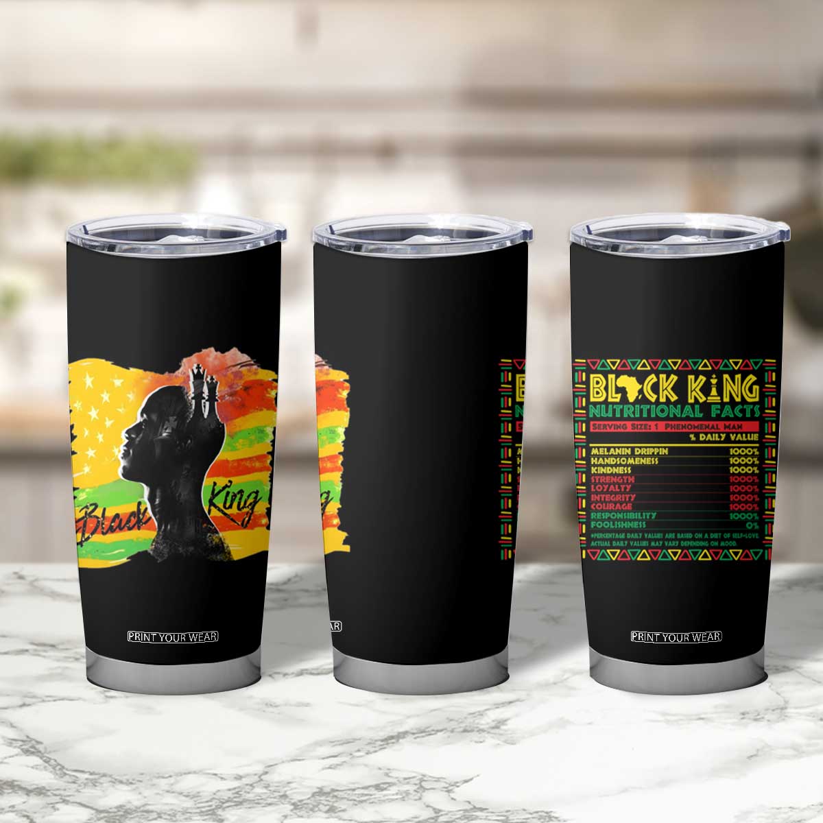 Black King Tumbler Cup African American Man Pride Gift for Him TB09