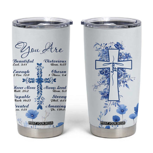 Christian Gifts Tumbler Cup You Are Enough Inspirational Flower Christ Cross TB09