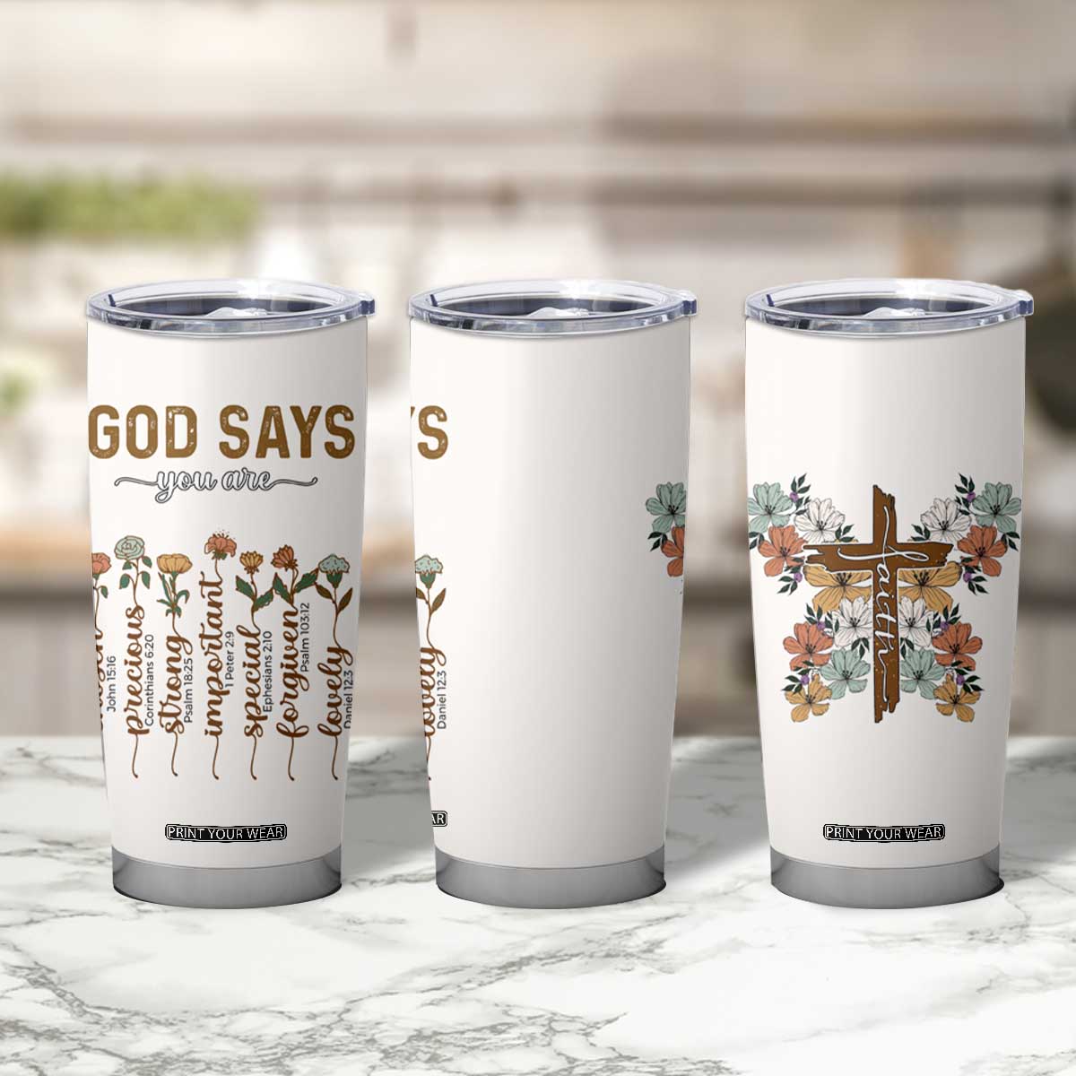 Christian Gifts Tumbler Cup God Say You Are Inspirational Flower Butterfly Christ Cross TB09