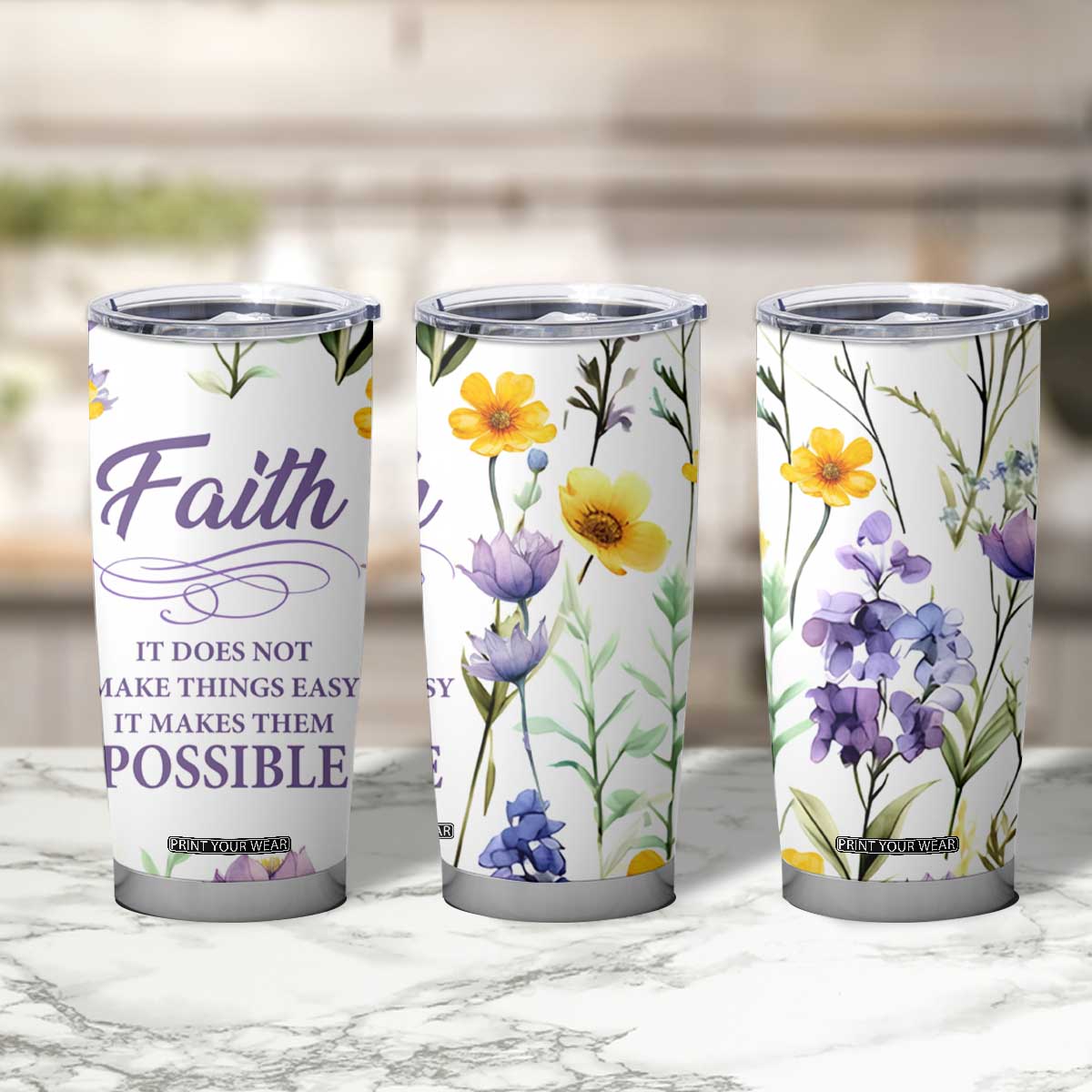 Christian Tumbler Cup Faith Does Not Make Things Easy It Makes Them Possible TB09