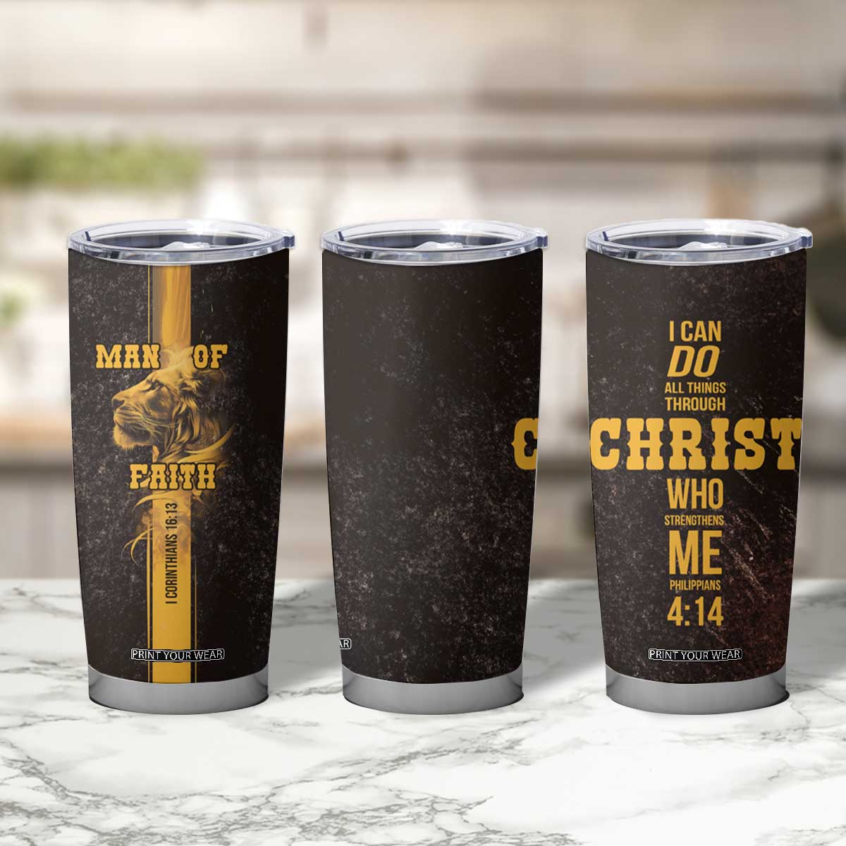 Christian Gifts For Men Tumbler Cup Man Of Faith I Can Do All Things Through Christ TB09