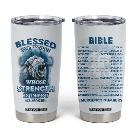 Christian Gifts For Men Tumbler Cup Bible Emergency Numbers Lion Christ Cross TB09