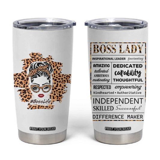 Best Boss Gifts for Women Tumbler Cup Boss Lady Life Leopard TB09