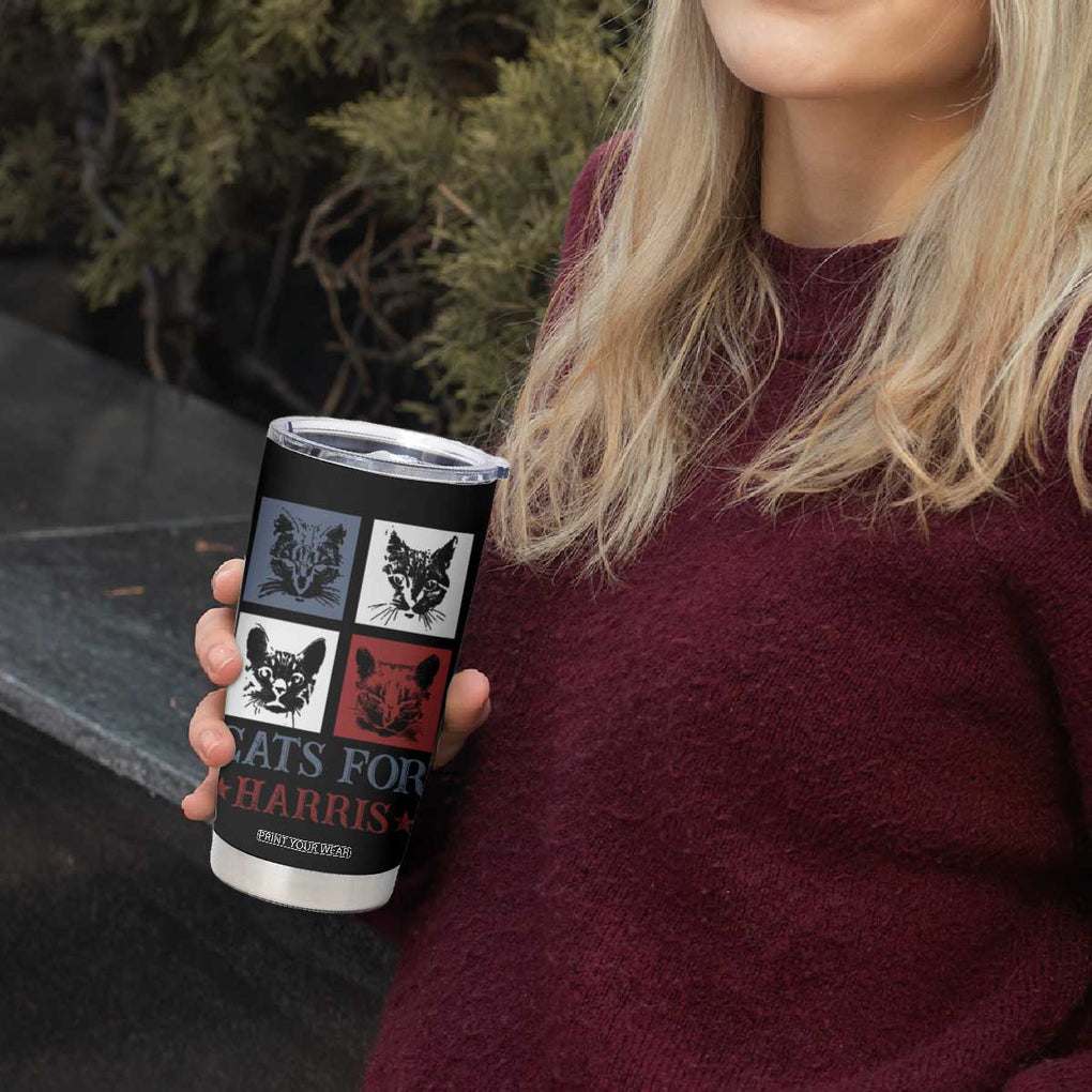 Cats For Harris 2024 President Tumbler Cup Kamala Presidential Election TB10