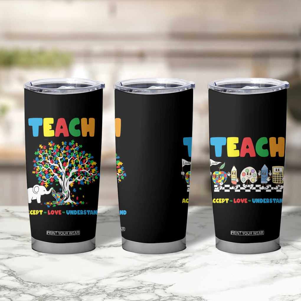Autism Teacher Tumbler Cup Accept Love Understand Cute Puzzle TB10