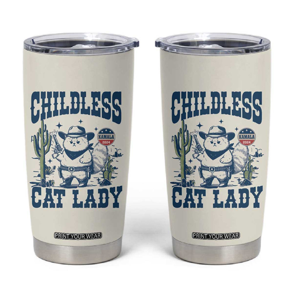 Childless Cat Ladies For Kamala Harris 2024 Tumbler Cup Funny Cowboy Cat Gifts for Pet Lovers TB10