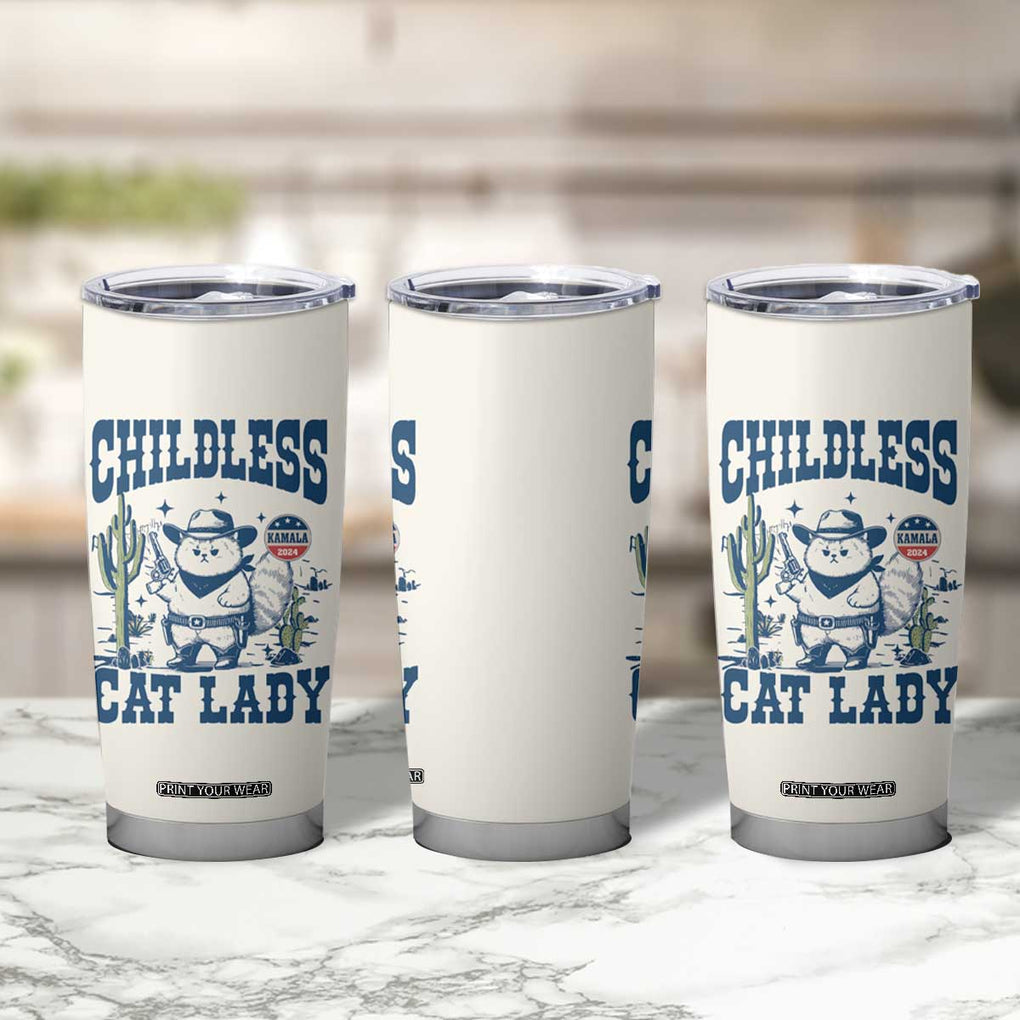 Childless Cat Ladies For Kamala Harris 2024 Tumbler Cup Funny Cowboy Cat Gifts for Pet Lovers TB10