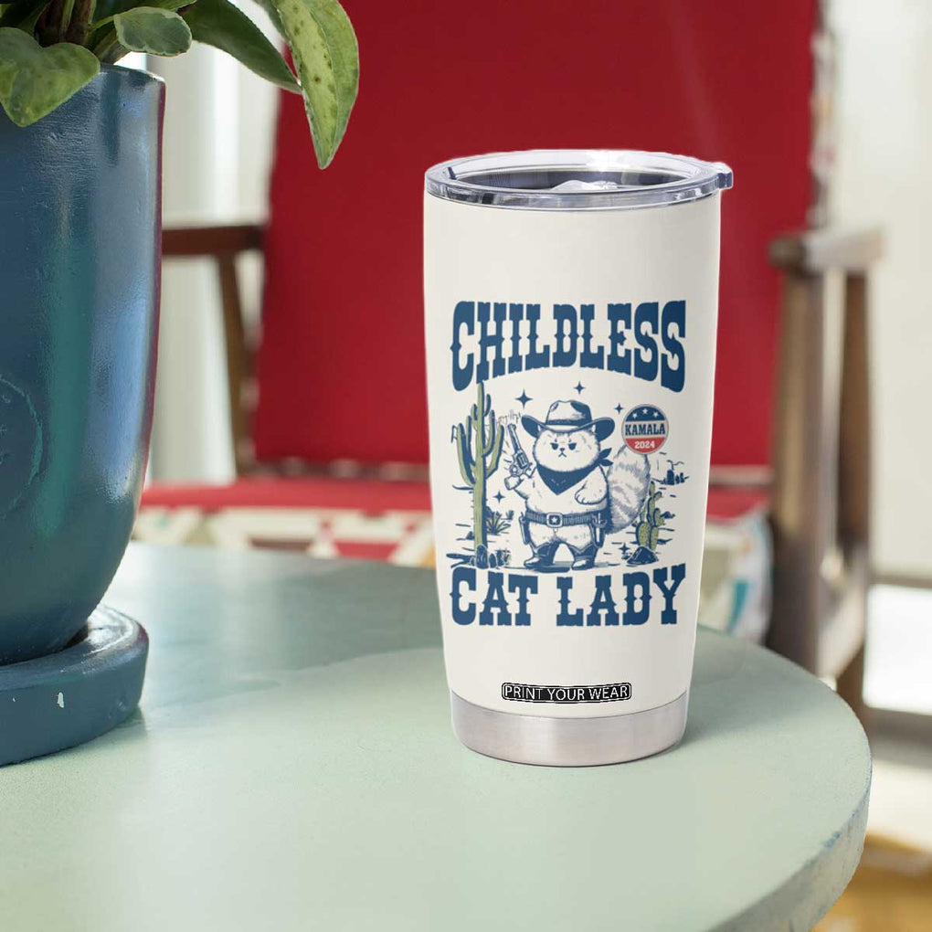 Childless Cat Ladies For Kamala Harris 2024 Tumbler Cup Funny Cowboy Cat Gifts for Pet Lovers TB10