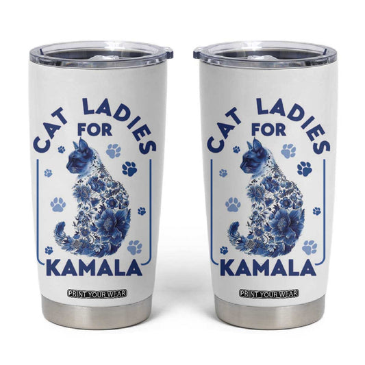 Cat Ladies for Kamala President Tumbler Cup Harris 2024 Election Funny Kitty TB10