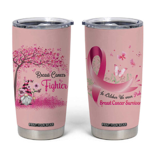 Breast Cancer Awareness Tumbler Cup In October We Wear Pink Cute Gnome TB10