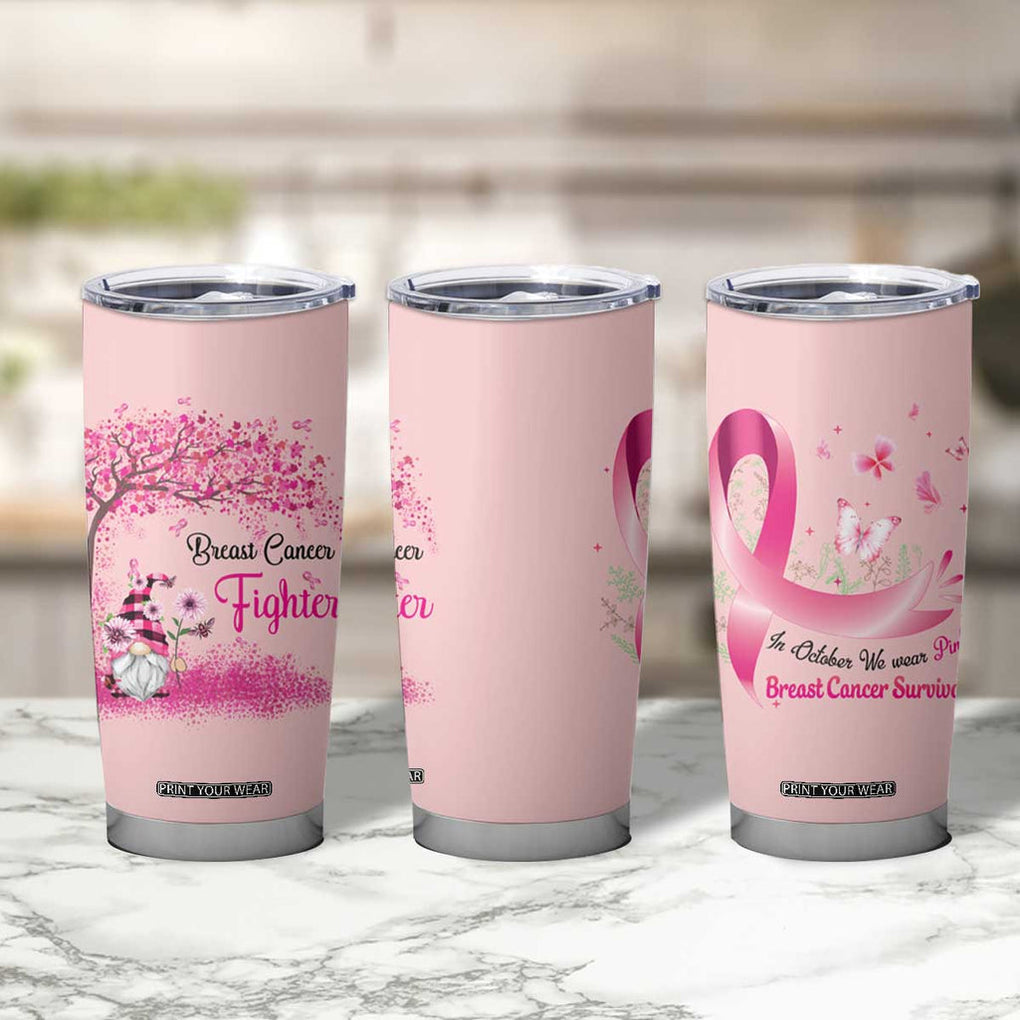 Breast Cancer Awareness Tumbler Cup In October We Wear Pink Cute Gnome TB10