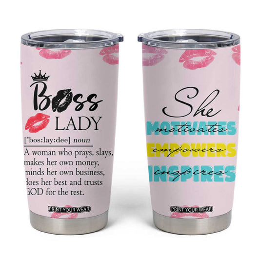 Boss Gifts for Women Tumbler Cup She Motivates Inspires Empowers Christmas Birthday Gift TB10