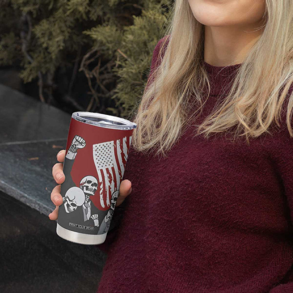 2024 Unstoppable Trump Skeleton Halloween Tumbler Cup Survived Assassination Attempt Survivor You Missed Trump Fight Fist Pump American Flag TB10