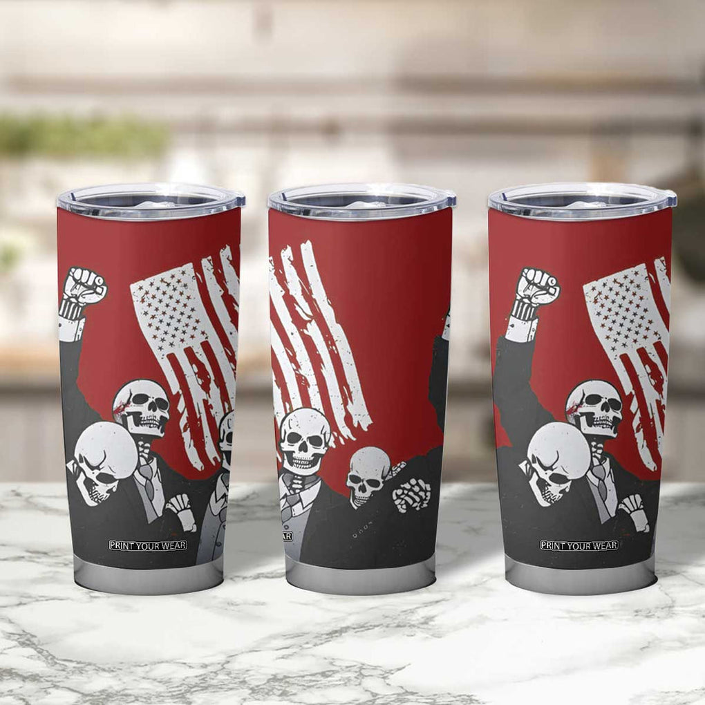 2024 Unstoppable Trump Skeleton Halloween Tumbler Cup Survived Assassination Attempt Survivor You Missed Trump Fight Fist Pump American Flag TB10