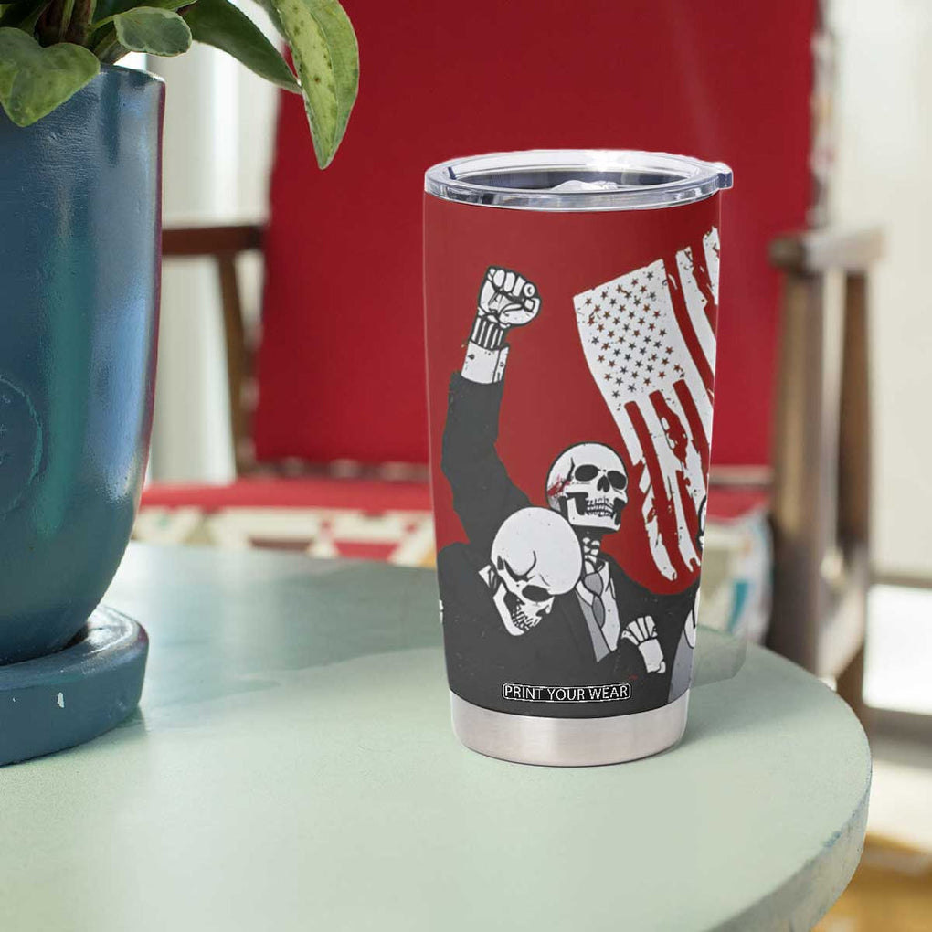 2024 Unstoppable Trump Skeleton Halloween Tumbler Cup Survived Assassination Attempt Survivor You Missed Trump Fight Fist Pump American Flag TB10