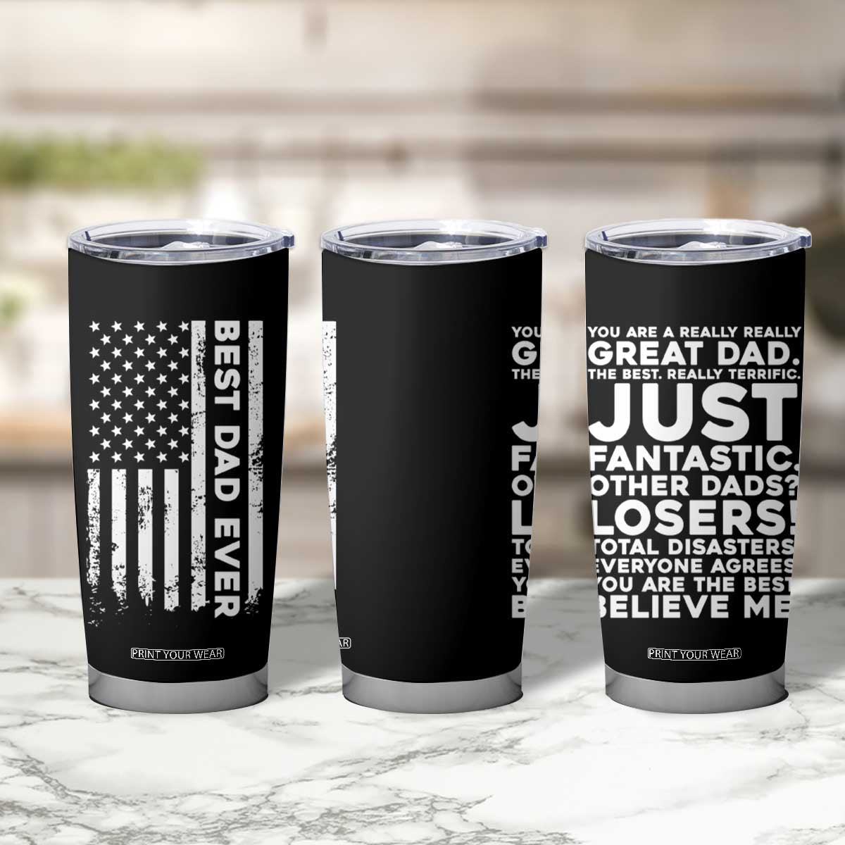 Christmas Gifts for Dad Tumbler Cup Best Dad Ever American US Flag Father's Day TB10