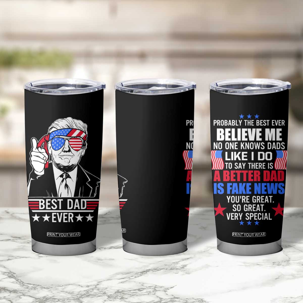 Best Dad Ever Trump Tumbler Cup American Flag Fathers Day Gift TB10