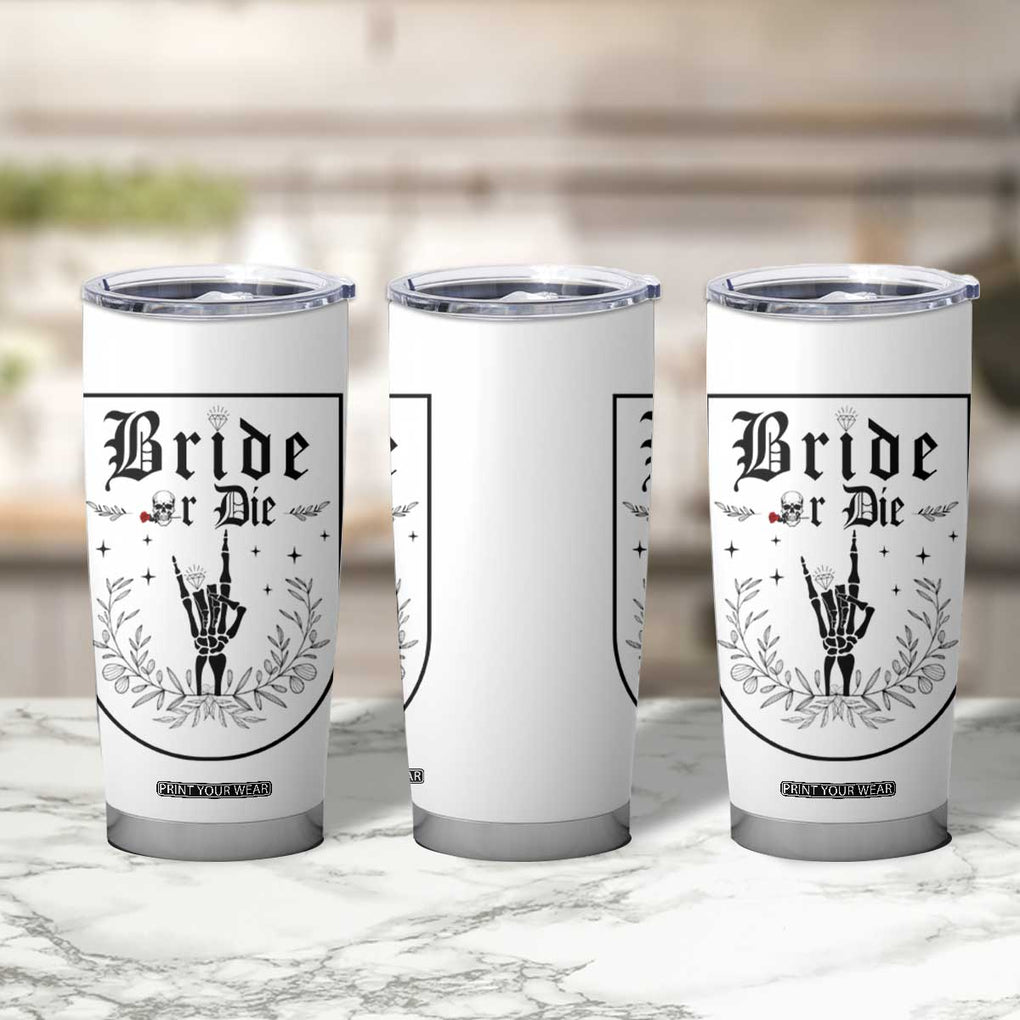 Bachelorette Party Decorations Tumbler Cup Bride or Die for Bridal Shower Funny Skeleton Hand TB10