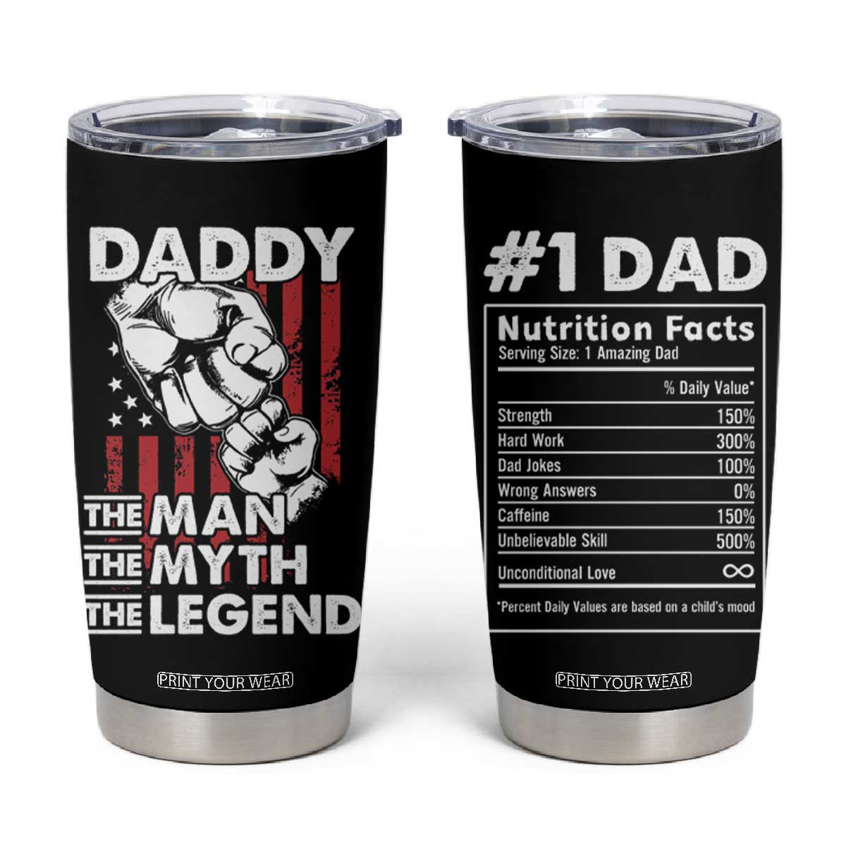 Christmas Gifts for Dad Tumbler Cup Daddy The Man The Myth The Legend American Flag Father's Day TB10