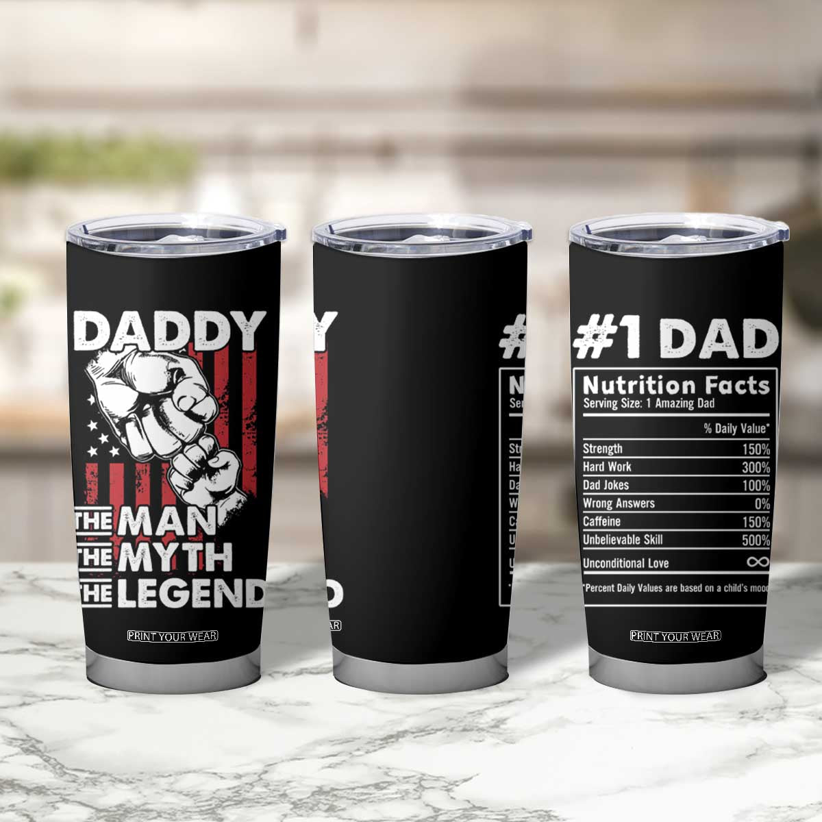 Christmas Gifts for Dad Tumbler Cup Daddy The Man The Myth The Legend American Flag Father's Day TB10