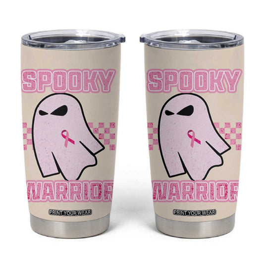 Breast Cancer Awareness Tumbler Cup Pink Ribbon Boojee Halloween Spooky Warriror TB10