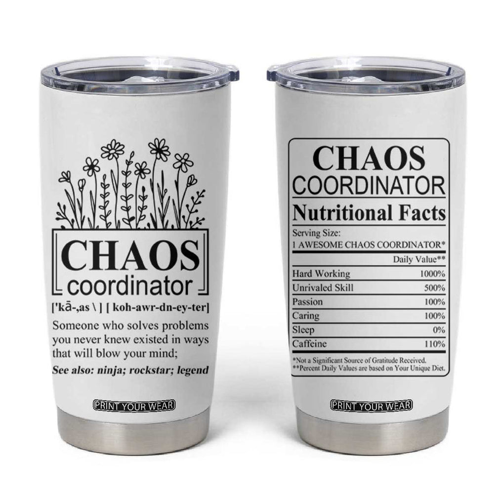 Chaos Coordinator Thank YouGift Tumbler Cup Christmas Gift for Colleague Coworker Travel Mug White TB10
