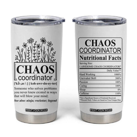 Chaos Coordinator Thank YouGift Tumbler Cup Christmas Gift for Colleague Coworker Travel Mug White TB10