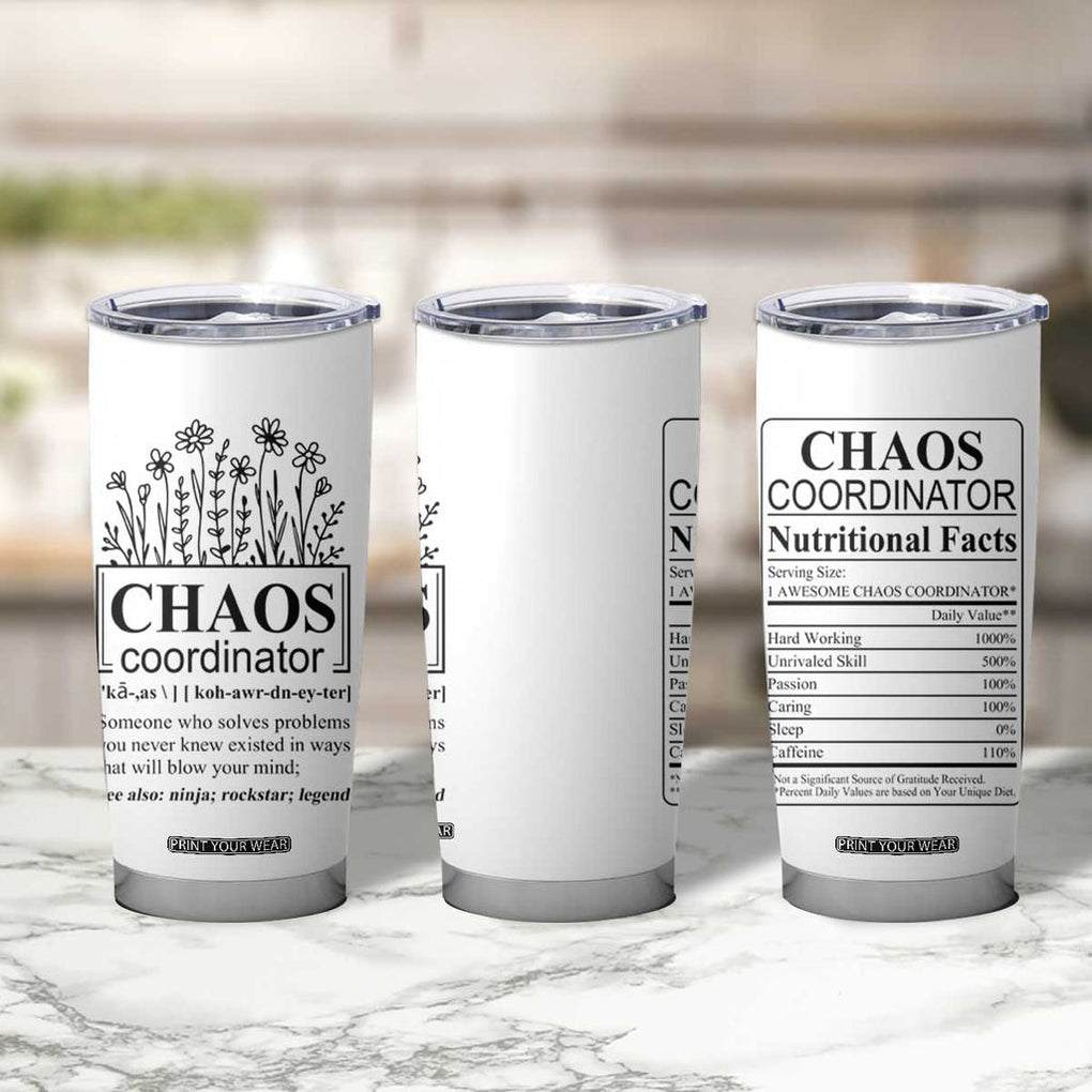 Chaos Coordinator Thank YouGift Tumbler Cup Christmas Gift for Colleague Coworker Travel Mug White TB10