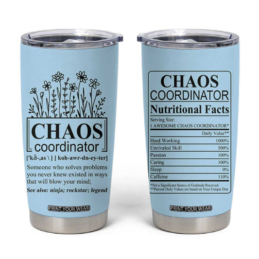 Chaos Coordinator Thank YouGift Tumbler Cup Christmas Gift for Colleague Coworker Travel Mug Blue TB10